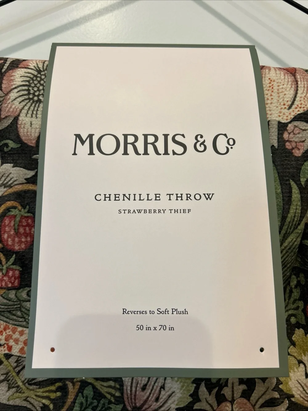 MORRIS & CO Strawberry Thief Floral Print Chenille Throw Blanket 50x70 Chocolate